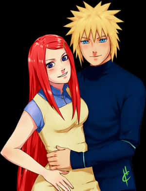 Anime Couple Embrace PNG image with transparent background
