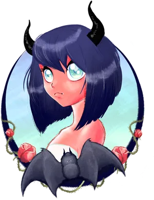 Anime Demon Girl Illustration PNG Image