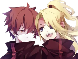 Anime Duo Smilingand Serious PNG Image