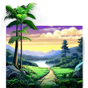 Anime Fantasy Landscape PNG wwo PNG image with transparent background