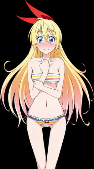 Anime,аниме,chitoge Kirisaki,anime Art,аниме Арт, Аниме-арт - Anime Girl With Blonde Hair Blushing, HD Png Download PNG