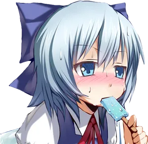 Anime Girl Eating Popsicle PNG Image