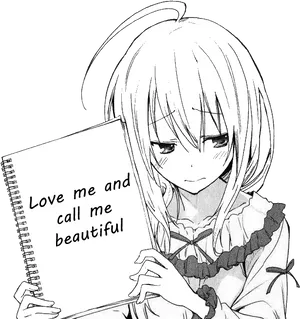 Anime Girl Holding Notebook Request PNG Image