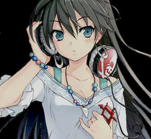 Anime Girl With Headphones PNG image with transparent background