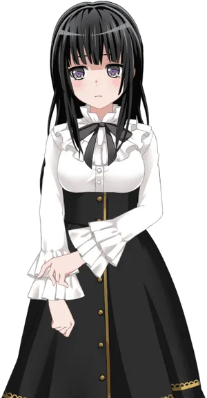 Anime Girl With Straight Bangsand Maid Outfit PNG Image