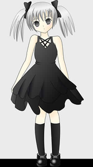 Anime Girlin Black Dress PNG image with transparent background