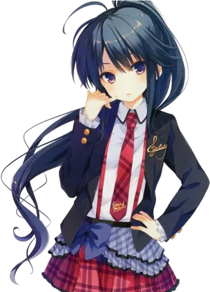 Anime Girlin School Uniform PNG Image