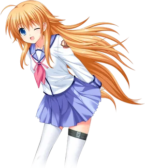 Anime Girlin School Uniform PNG Image