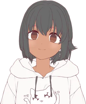 Anime Girlin White Hoodie PNG Image