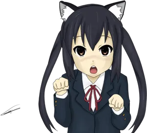 Anime Girlwith Cat Ears PNG Image