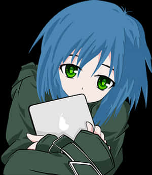 Anime Girlwith Laptop PNG