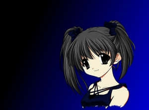 Anime Girlwith Twin Tailson Blue Background PNG image with transparent background