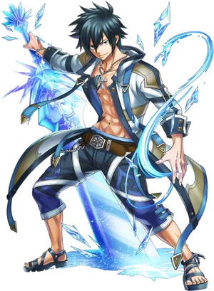 Anime Ice Mage Character PNG Image