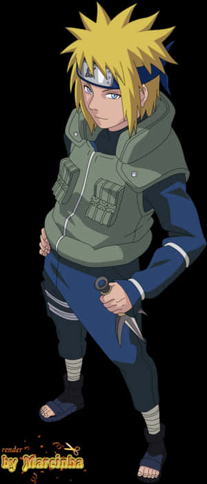 Anime Ninja Character With Kunai PNG image with transparent background