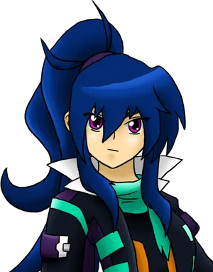 Anime Style Blue Haired Character PNG Image