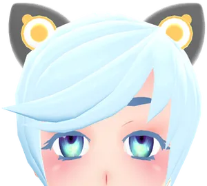 Anime Style Blue Haired Characterwith Cat Ears PNG Image