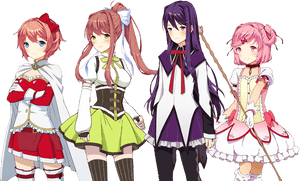 Doki Doki Magica Quartet - Doki Doki Literature Club Madoka, HD Png Download PNG image with transparent background