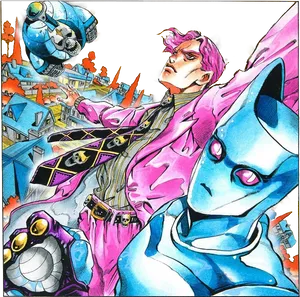 Anime Style Characters With Robot PNG Image