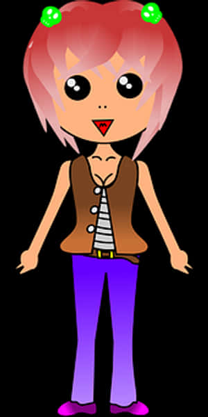 Anime Style Characterwith Pink Hair PNG image with transparent background