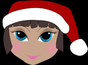 Anime Style Santa Hat Girl PNG with transparent background