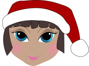 Anime Style Santa Hat Girl PNG Image