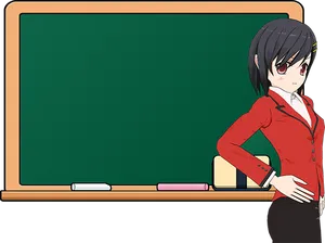 Anime Teacher In Classroom PNG Image