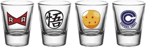 Anime Themed Shot Glasses Set PNG Image