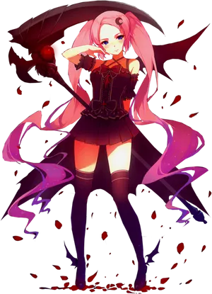 Anime Vampire Girlwith Scythe PNG Image