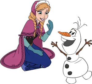 Annaand Olaf Frozen Moment PNG Image