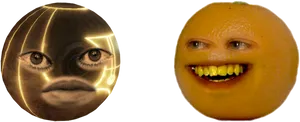 Annoyed Orangeand Frowning Face Balls PNG Image