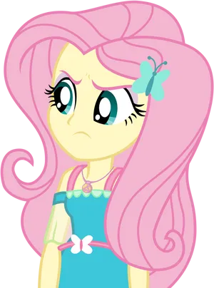 Annoyed Pink Haired Cartoon Character PNG Image