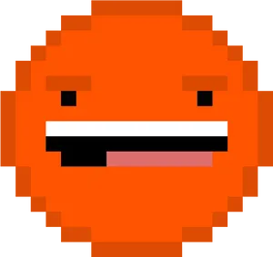 Annoyed Pixel Art Face PNG Image