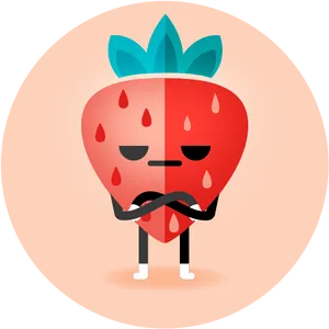 Annoyed Strawberry Character PNG Image