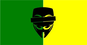 Anonymous Mask Green Yellow Background PNG Image