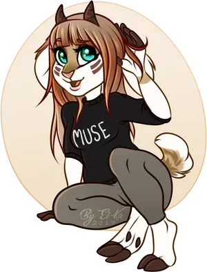 Anthropomorphic Cat Artwork Muse Shirt PNG Image