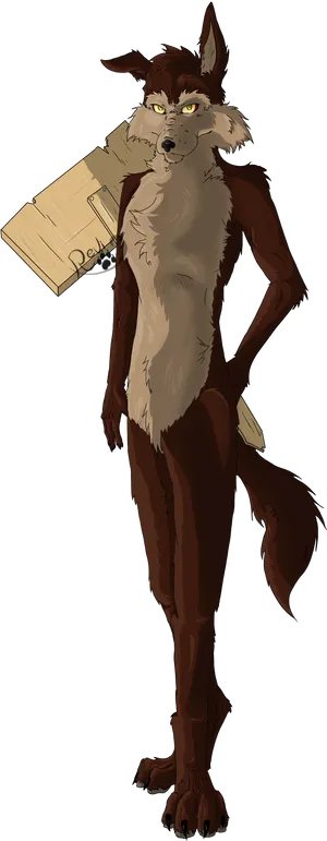 Anthropomorphic Coyote Carrying Box PNG Image