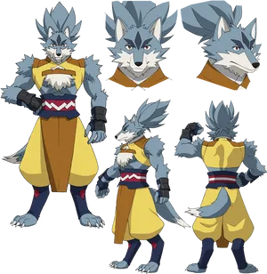 Anthropomorphic Wolf Character Design PNG Image