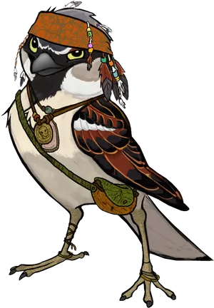 Anthropomorphized Sparrow Warrior PNG Image