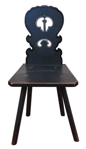 Antique Blue Wooden Chair PNG image with transparent background