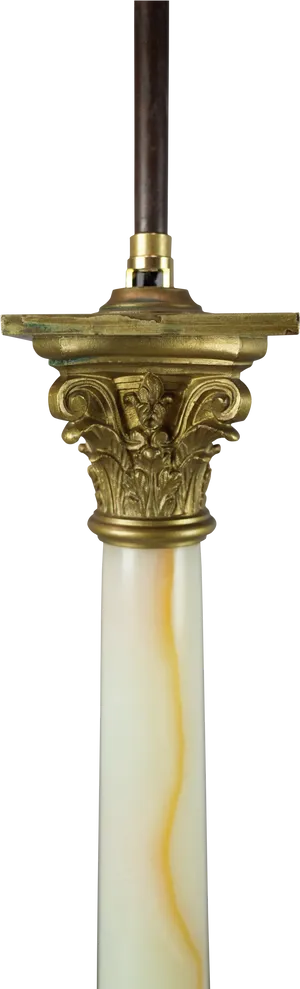 Antique Brass Column Lamp Part PNG Image