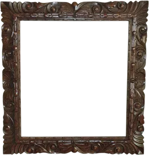 Antique Carved Wooden Frame PNG Image