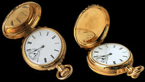 Antique Gold Pocket Watches PNG image with transparent background