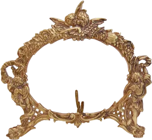 Antique Golden Frame Ornate Design PNG Image