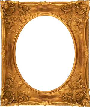 Antique Golden Oval Frame PNG Image