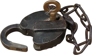 Antique Handcuffswith Keyand Chain.png PNG Image