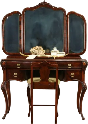 Antique Mahogany Dressing Table PNG Image