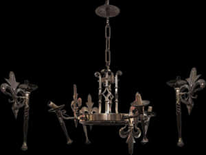 Antique Metal Chandelier PNG image with transparent background