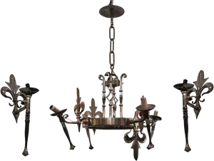 Antique Metal Chandelier PNG Image