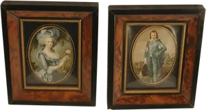 Antique Portraitsin Wood Frames PNG Image