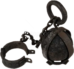 Antique Shacklesand Ball Chain PNG Image